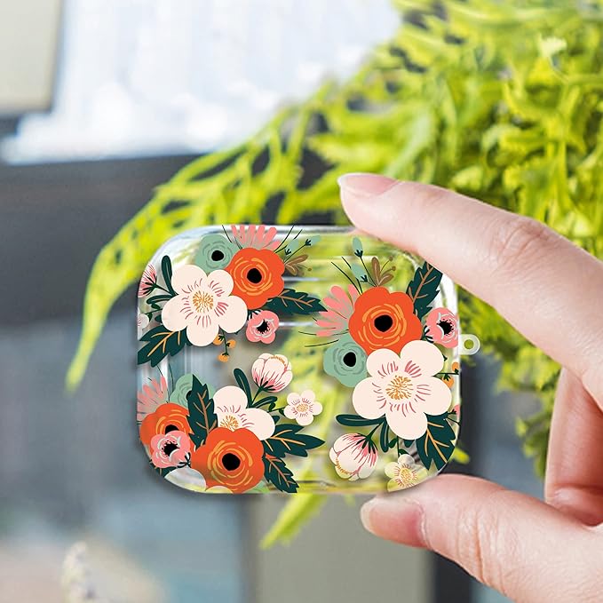 Maxjoy for AirPods 3 Case, Clear AirPod 3rd Generation Case for Women Men Cute Soft Protective AirPods 3 Cover with Keychain for AirPod 3rd Generation Charging Cover 2021, Floral