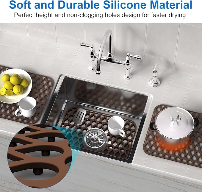 Sink Protectors for Kitchen Sink, 2Pcs TOOVEM13.6 ''x 11.6''Non-Slip Silicone Sink Mats Protect Your Stainless Steel Bottom of Kitchen Sink or Drying Rack