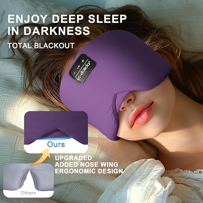 Sleep Mask with Bluetooth 5.4 Headphones Total Blackout Eye Mask for Sleeping Travel and Relaxation
