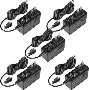 UL Listed 12V 2A 24W AC DC Power Supply Adapter, 5 Pack