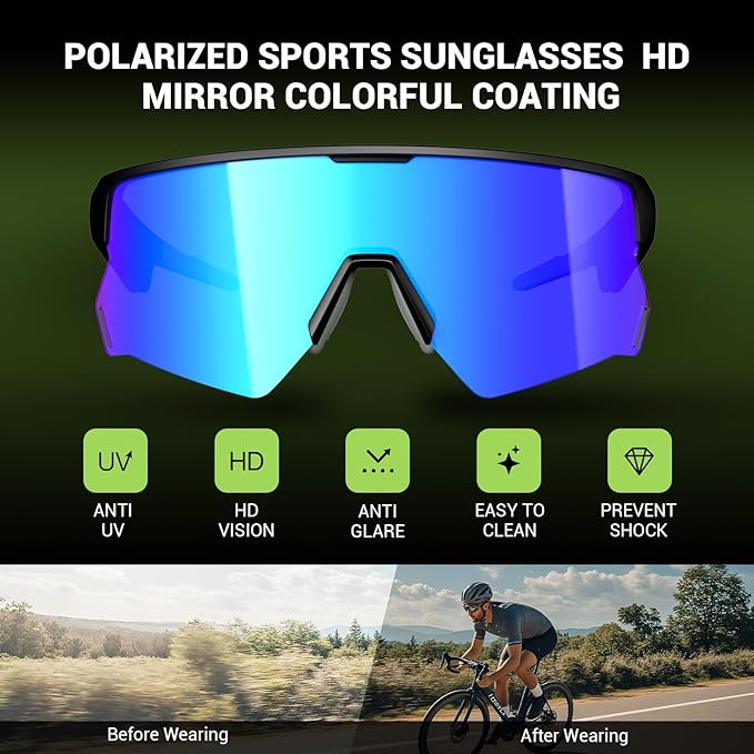 Blackview Polarized Sports Smart Sunglasses for Men and Women, UVProtection, 5.4 Bluetooth Glasses for Cycling Driving