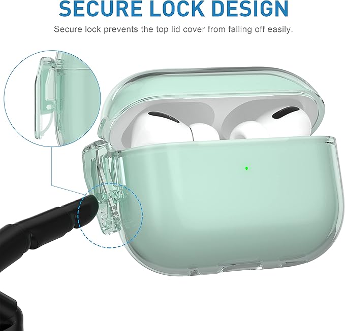 Valkit Compatible Airpods Pro 2 Case Clear with Lock, Shockproof AirPods Pro 2nd/1st Generation Case Soft Transparent Protective Cover with Lanyard iPods Pro 2 Skin for Airpods Pro 2nd/1st Gen