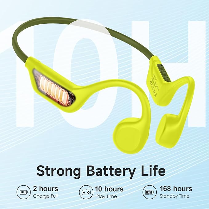 LOBKIN Bone Conduction Headphones Bluetooth 5.4, Open Ear Headphones with Mic, Wireless, 10H Playtime, IPX5 Waterproof Sports Headphones for Running, Ski, Cycling, Workout, Yellow
