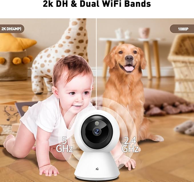 BJR 2K HD Security Camera Indoor, 5G & 2.4G WiFi Camera, Pan/Tilt Pet Camera with Motion Detection, Night Vision, 2-Way Talk, Home Cam Compatible with Alexa