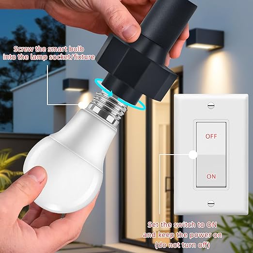 Light Socket Outlet Adapter for Outdoor Security Cameras, Compatible with Wyze Cam Pan v3, Blink Mini, LED Strip Lights, Works with Smart Bulbs, 5V 1.5A