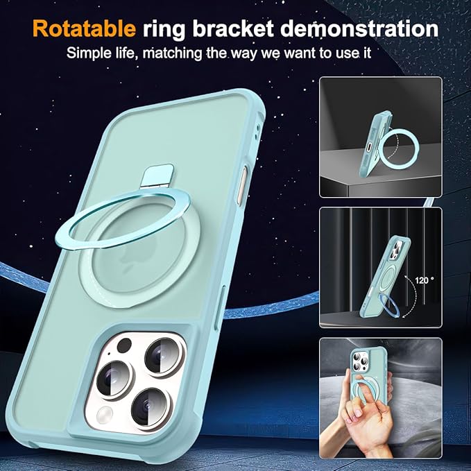 Compatible with iPhone 16 Pro Max Case and Tempered Glass Screen Protector Blue