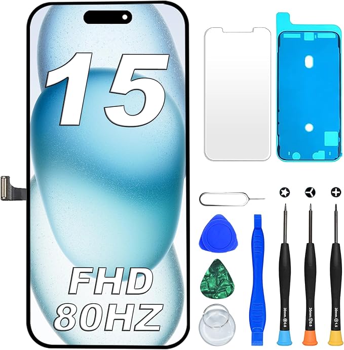 DIGI4U for iPhone 15 Screen Replacement, 6.1 inch 3D Touch FHD Retina for iPhone 15 Touch Display Digitizer Assembly with Repair Tools for iPhone (A3090, A2846, A3089, A3092)