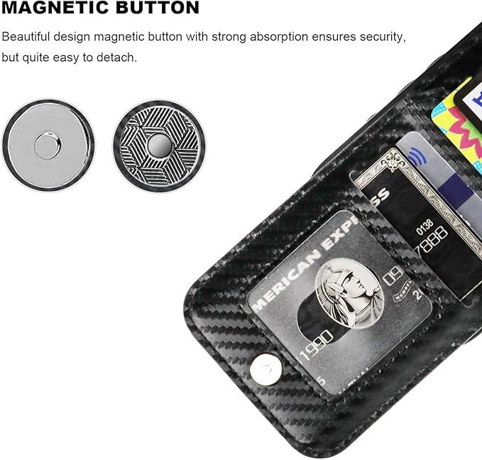 KIHUWEY Compatible with iPhone 16 Case Wallet with Credit Card Holder, Flip Premium Leather Magnetic Clasp Kickstand Heavy Duty Protective Cover for iPhone 16 6.1 Inch (Carbon Black)