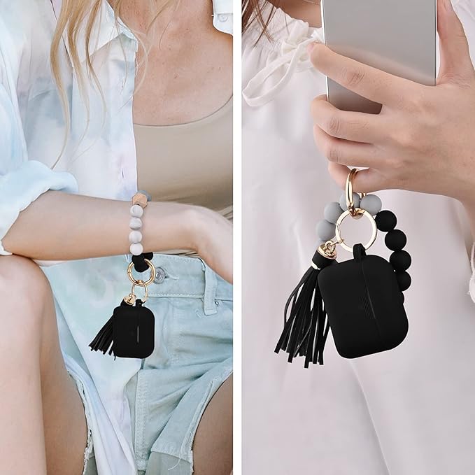 Filoto Silicone Case for Airpods 3 (2021) with Bracelet Keychain, Cute Protective Case for Apple Air Pod 3 Wireless Charging, Black