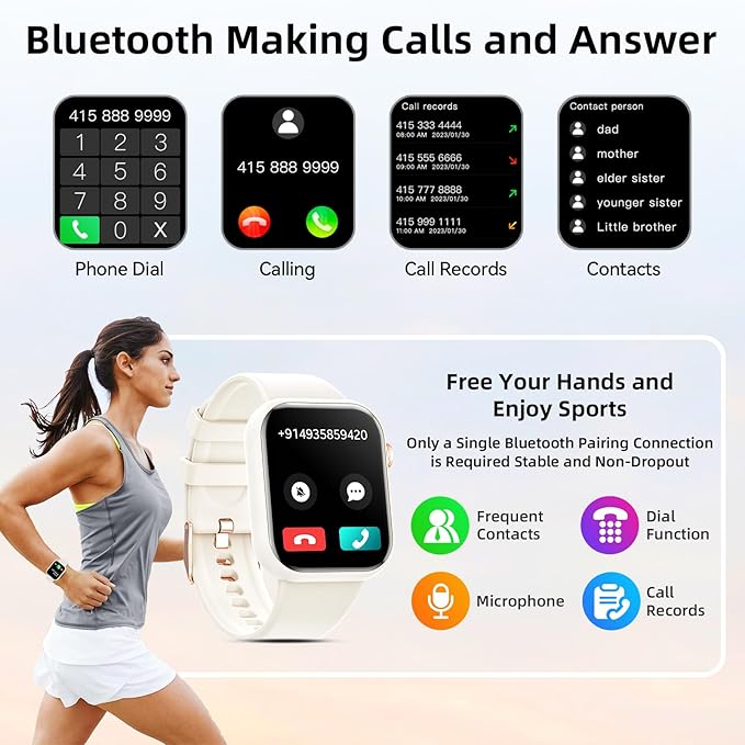 Hwagol Smart Watch (Answer/Make Call) 1.85inch Fitness Tracker, DIY Dials/Pedometer/Calories/Multiple Sport Modes/Voice Assistant, Smart Watches for Men Women Android iOS Phones