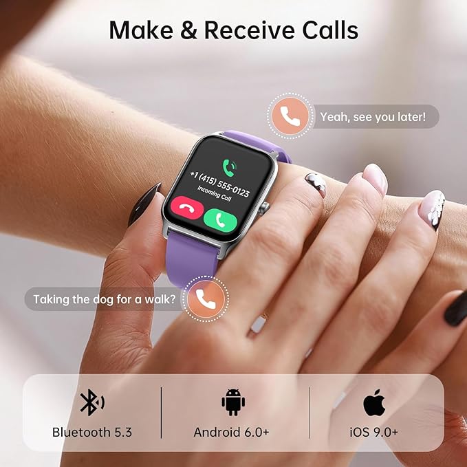 Tensky Smart Watch for Women, 1.85'' HD Touchscreen Lady Smartwatch for Android/iPhone/Samsung/(Bluetooth Call), Alexa Built-in, 100+ Sport Modes Fitness Digital Tracker,Sleep/Heart Rate/SpO2 Monitor