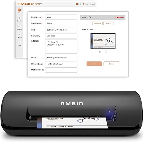 Ambir ImageScan Pro 687-BCS Duplex Card Scanner with AmbirScan Business Card for Windows PC and MAC