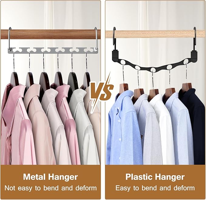 Space Saving Hangers for Clothes 20 Pack, Sturdy Metal Hangers Wardrobe Organizer, Magic Cascading Hanger, Closet Space Saver Closet Organizers and Storage