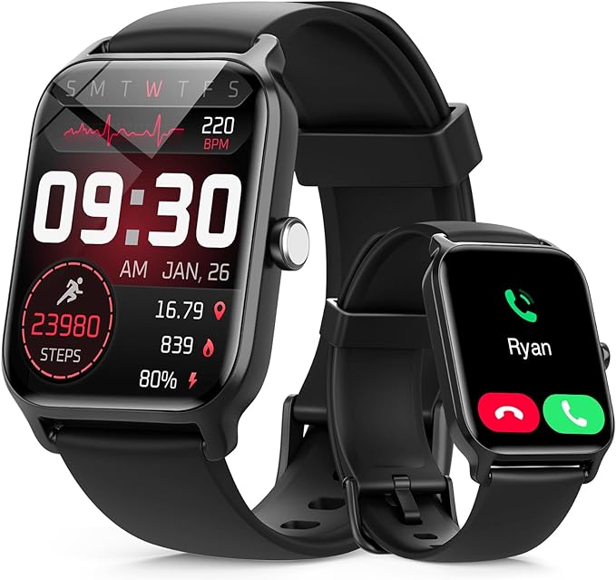 Tensky Smart Watch for Men/Women, 1.85'' HD Activity Smartwatch for Android/iPhone/Samsung/(Bluetooth Call), Alexa Built-in, 100+ Sport Modes Fitness Digital Tracker, Sleep/Heart Rate/SpO2 Monitor