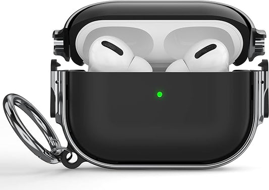 Maxjoy for AirPods Pro 2nd/1st Generation Case with Lock, Cute AirPods Pro 2 Case Lock Protective Hard AirPod Pro Cover for Women Men with Keychain for Airpod Pro (2023/2022/2019), Black/Grey