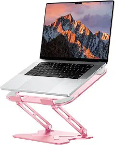 JCZT Adjustable Laptop Stand for Desk, Metal Foldable Laptop Riser, Pink