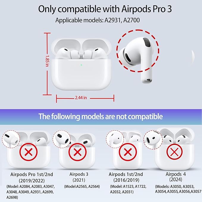 for AirPods Pro 3 Case, Secure Lock Magnetic Lid Cover with Keychain, Military Grade Shockproof Protective Case for Airpods Pro 3rd, Wireless Charging & Front LED Visible, Blue Black