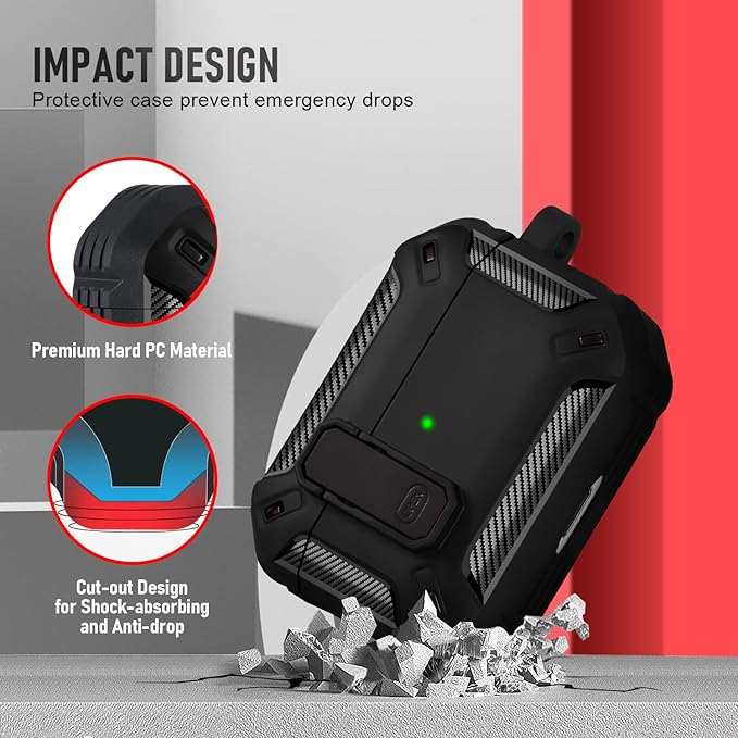 Maxjoy for AirPods Pro 3 Case (2025), Hard Shell Protective Cover Compatible with Airpods Pro 3rd Generation Case with Keychain Cleaner Kit for Men Women, Black
