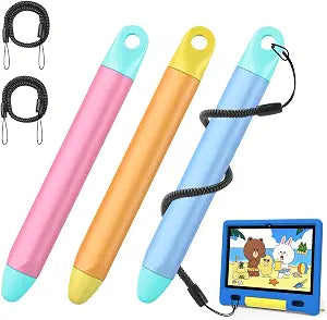 Kid-Friendly Stylus Pen with Tethers for All Touch Screen Devices, 3 Pack