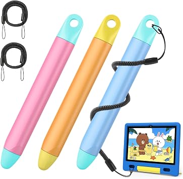 Kid-Friendly Stylus Pen with Tethers for All Touch Screen Devices, 3 Pack