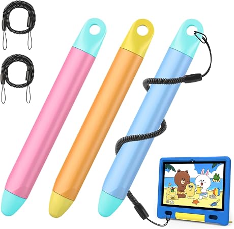 Kid-Friendly Stylus Pen with Tethers for All Touch Screen Devices, 3 Pack