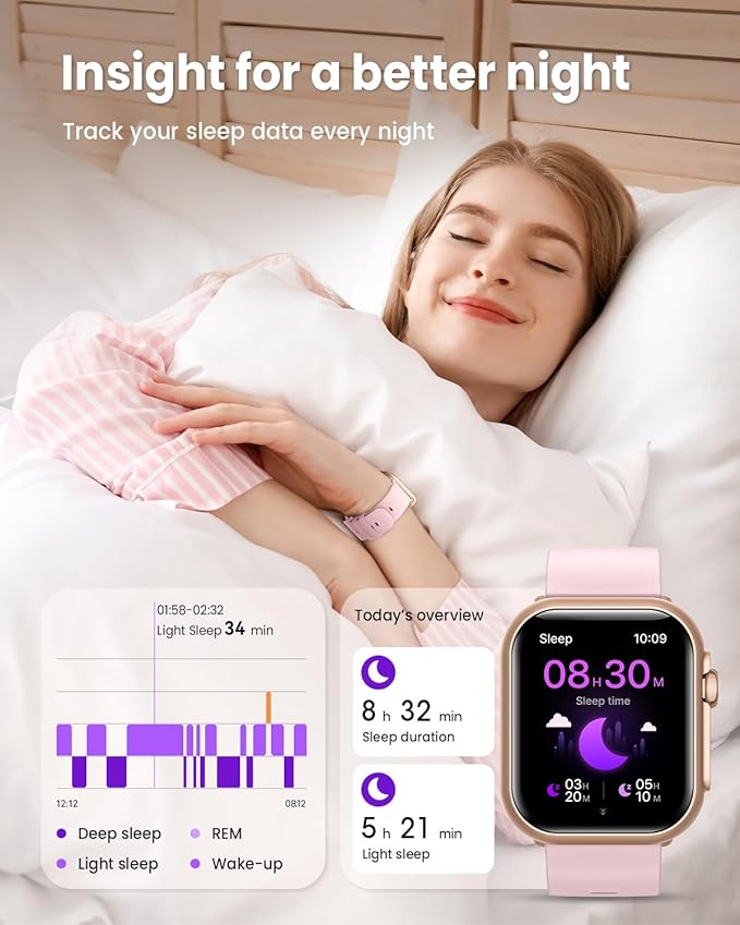 Smart Watch for Women for Android iPhone: Smart Watch with 100 Day+Battery Life Make/Answer Call Blood Oxygen Sleep Heart Rate Monitor 5ATM 120+ Sport Mode Fitness Tracker Watch Pedometer 2Band