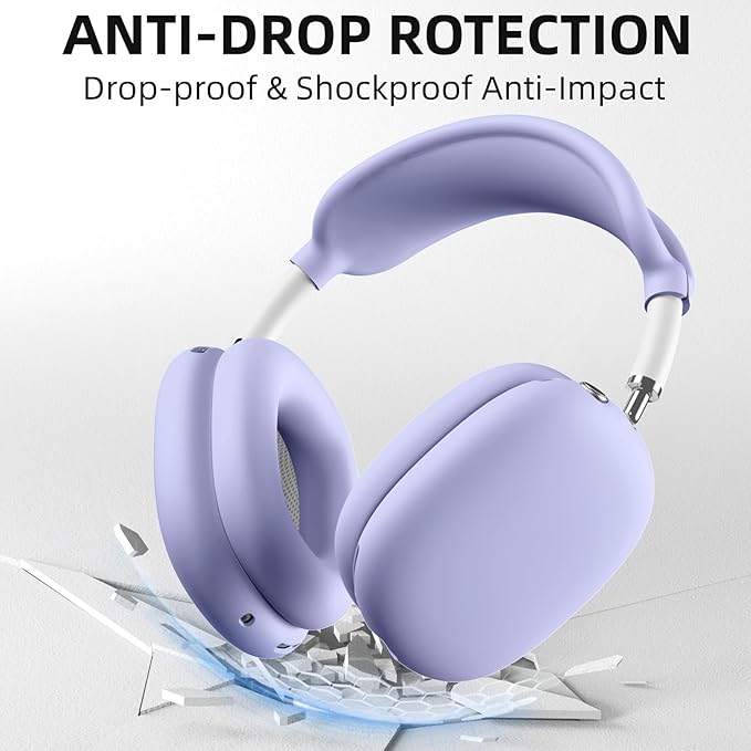 Lerobo Ear Covers for AirPods Max, Soft Silicone Earcup Case/Anti-Scratch Earpad Cover/Headband Cover, Soft Silicone Accessories Protective Cover for Apple AirPod Max 2024/2020, Lightpurple