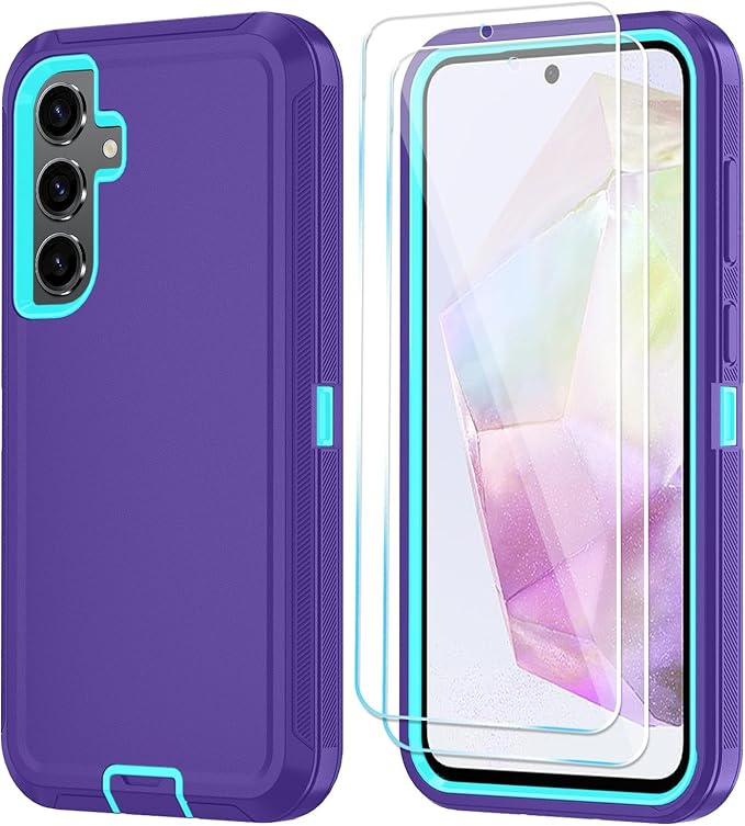 ONOLA Compatible with Samsung Galaxy S26 Case with HD Screen Protector, Heavy Duty Shockproof & Dropproof 3-Layer Cover Phone Case for Galaxy S26 6.3''，PurpleSkyBlue