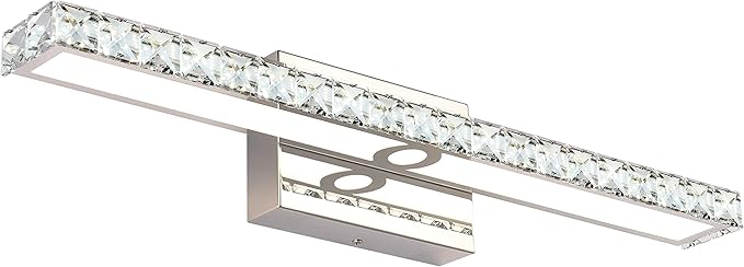 SOLFART LED Vanity Lights Over Mirror25.4 inch 24W Dimmable Crystal Vanity Lights for Bathroom Light Fixtures