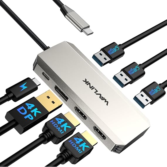 Laptop Docking Station, WAVLINK Triple 4K Docking Station with Dual HDMI, DP, 100W PD in, 3 USB-A2.0 for Wireless Device, Compatible with Dell/HP/Lenovo etc, Windows Systerm Computer Only - Image 7