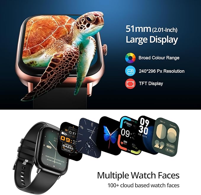 Fire-Boltt Ninja Call Pro Max 51.05mm (2.01 inch) Display Smart Watch, Bluetooth Calling, 120+ Sports Modes, Health Suite, Voice Assistance (Black)