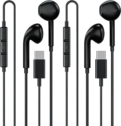 [Apple MFi Certified] USB C Headphones for iPhone 18 17 16 15 Pro Max 2Pack