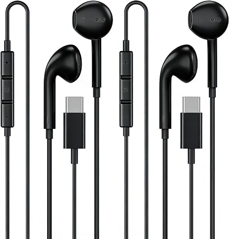[Apple MFi Certified] USB C Headphones for iPhone 18 17 16 15 Pro Max 2Pack
