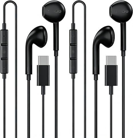 [Apple MFi Certified] USB C Headphones for iPhone 18 17 16 15 Pro Max 2Pack