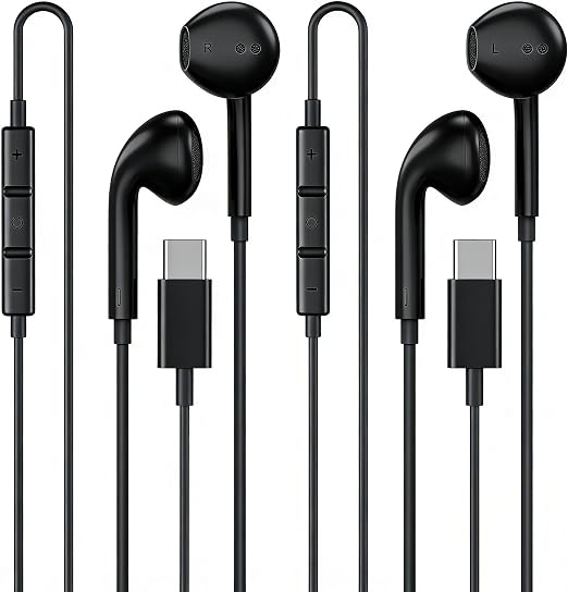 [Apple MFi Certified] USB C Headphones for iPhone 18 17 16 15 Pro Max 2Pack