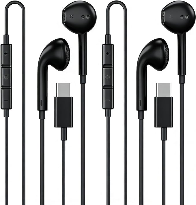 [Apple MFi Certified] USB C Headphones for iPhone 18 17 16 15 Pro Max 2Pack