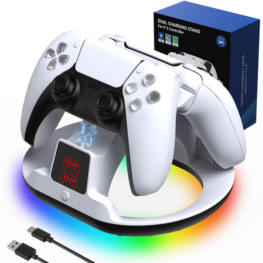 for PS5 Controller Charger Station,Dual Fast Charging Dock for PlayStation 5 Controllers,Controller Charging Stand with Type-C Cable