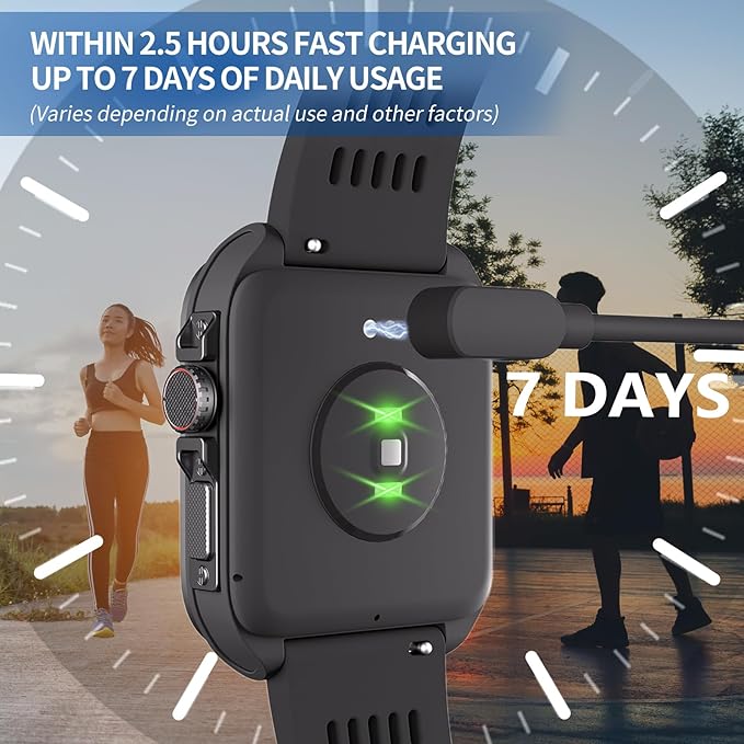 KEEPONFIT Smart Watch for Men, Answer/Make Bluetooth Calls, Metal Frame 1.8" Alexa Built-in Fitness Tracker with IP68/100 Sports Modes/Heart Rate/SpO2/Stress/Sleep Monitor for iOS/Android (Black)