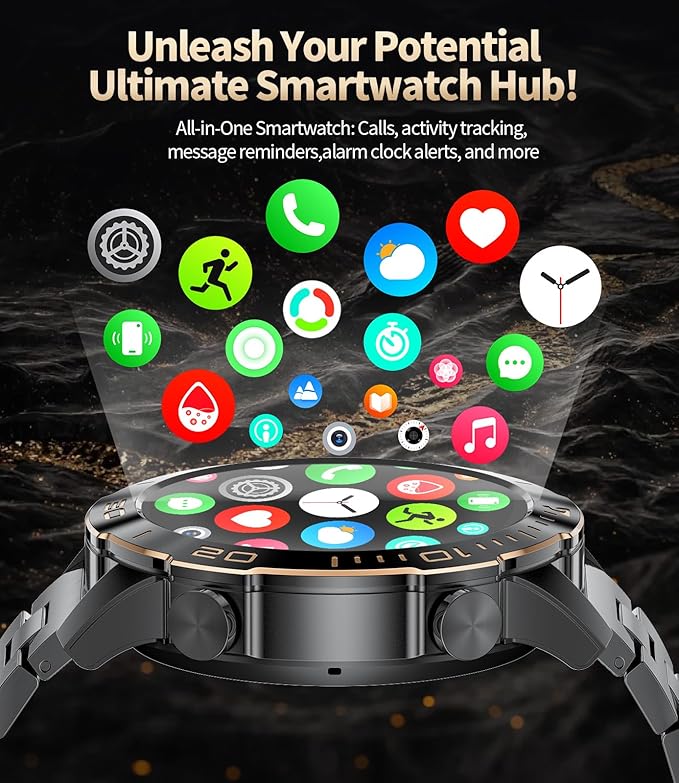 Military Smart Watch for Men(Answer/Calls),1.43''AMOLED Screen,500mAh 5ATM Waterproof,170 Sports Modes, Fitness Tracker Watch with Heart Rate/SpO2/Blood Pressure for Android/iOS,Smartwatch Black