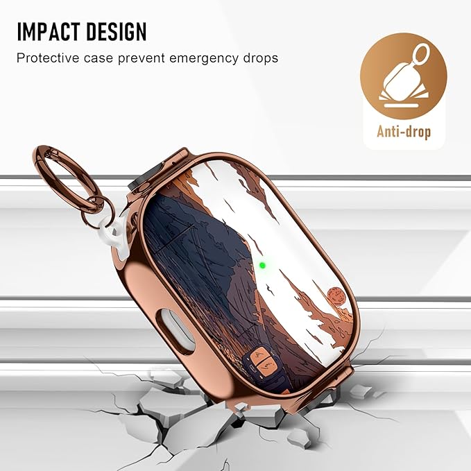 Maxjoy for Cute Airpods Pro 2 case with Safety Lock,Compatible Airpods Pro Case 2nd/1st Gen,Compatible Mountain Cloud Pattern AirPods Case Cover for Women Girly with Keychain-Transparent