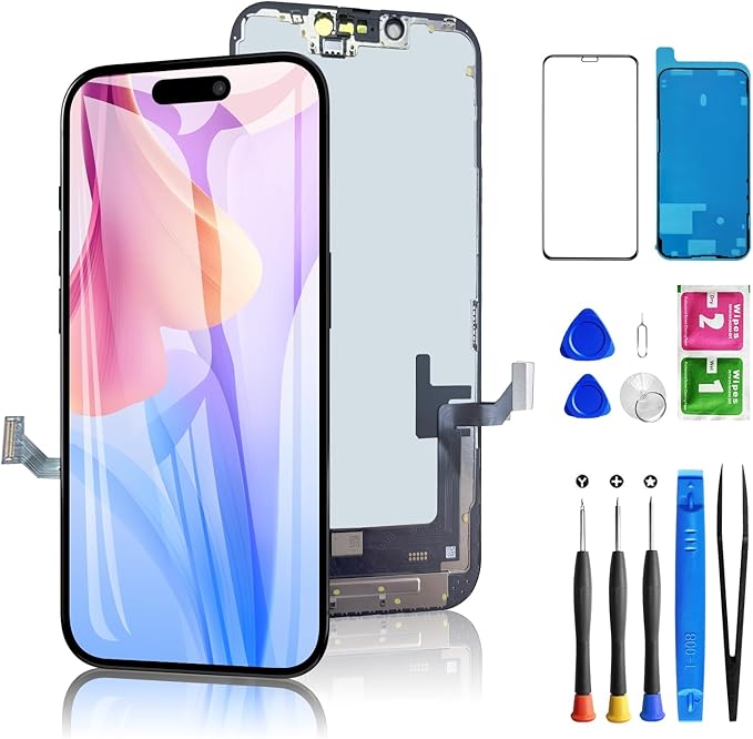 for iPhone 16e Screen Replacement 6.1 Inch, Diykitpl 3D Touch LCD Digitizer Screen for A3212, A3408, A3410, A3409 with Repair Tools Kit+Screen Protector+Waterproof Frame