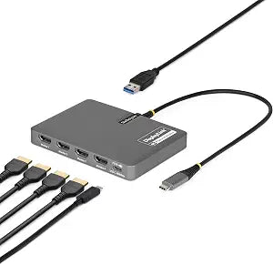 StarTech USB-C to Quad HDMI 4K60 Workstation Dock, 140W PD, DisplayLink