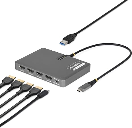 StarTech USB-C to Quad HDMI 4K60 Workstation Dock, 140W PD, DisplayLink