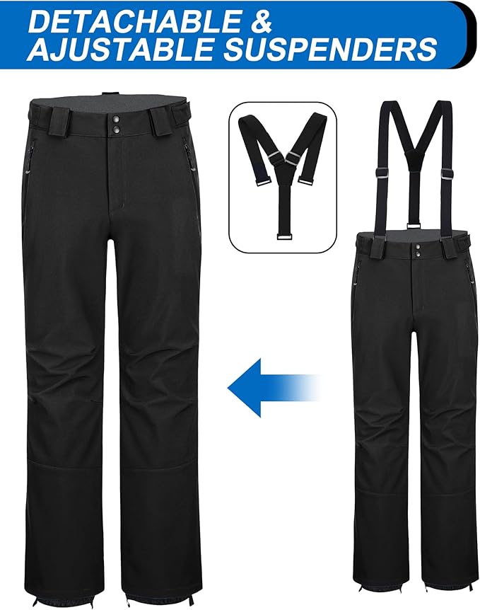 33,000ft Insulated Bibs for Men Snow Ski Pants Overalls Winter Waterproof Windproof Snowboard