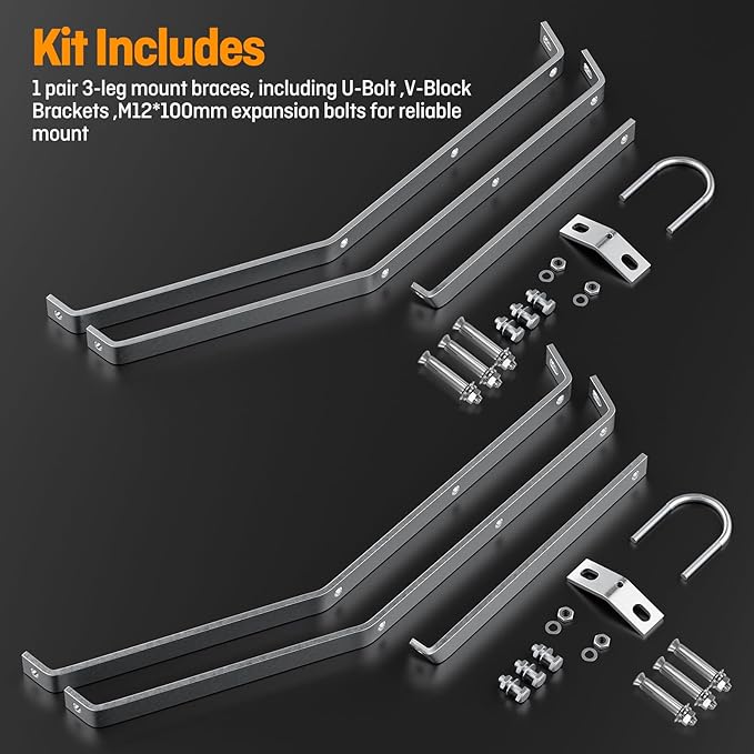 Heavy-Duty Antenna Wall Mount,Windproof Stand Off Wall Mast Mounting Clamps,1 Pair with Expansion Bolts (1 Pair Mount ( 3-Leg + 3-Leg), 26 Inch)