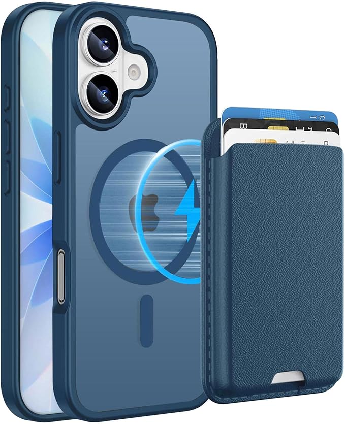 Magnetic for iPhone 17 Case with Detachable Wallet, Compatible with MagSafe, Credit Card Holder with Slim Shockproof Protective Phone Cover, Deep Blue