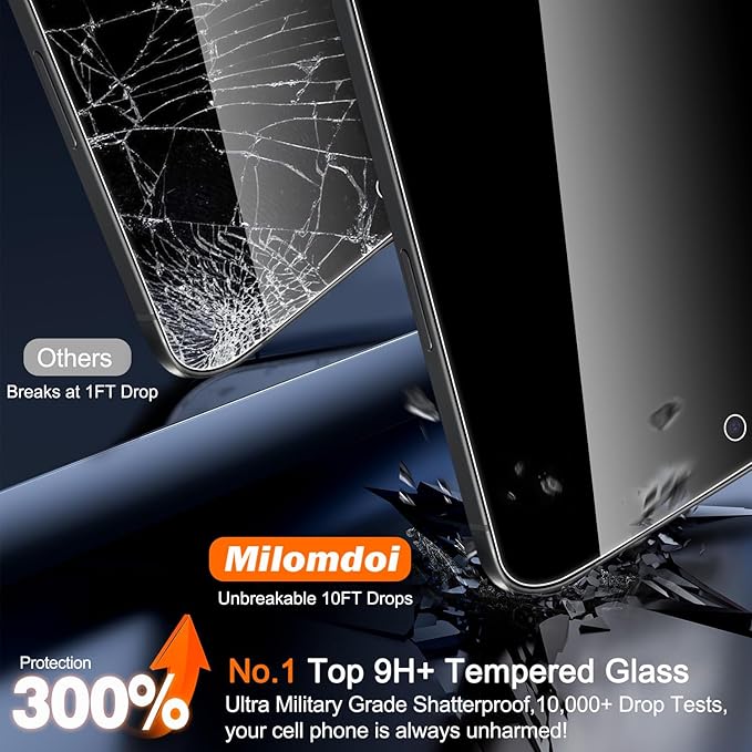 Milomdoi 3 Pack Privacy Screen Protector for iPhone Air [Phone Case Friendly for 17 Air] Accessories Private Film, 3 Pacs Tempered Glass Camera Lens Protector, with Mounting Frame for Apple Anti Spy