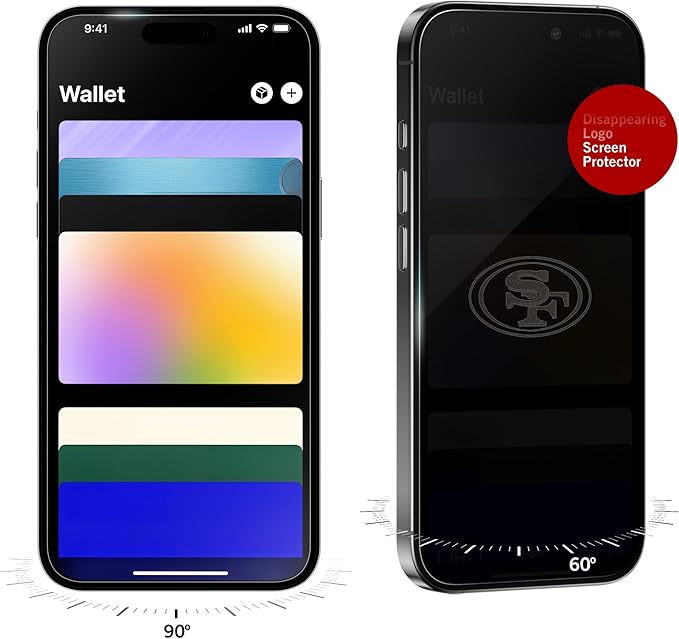 NFL Seattle Seahawks Privacy Screen Protector for iPhone 13 Pro Max,14 Plus - with Disappearing Logo - Scratch-Resistant and Easy-to-Install Screen Protectors (Includes Installation Tray)
