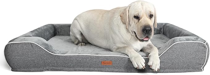 Orthopedic Dog Beds for Large Dogs with Cooling Gel Memory Foam & Egg-Crate Foam Waterproof,XLarge Couch Bed with Sides and Removable Washable Cover for Big Breed Senior Pets,Dark Grey