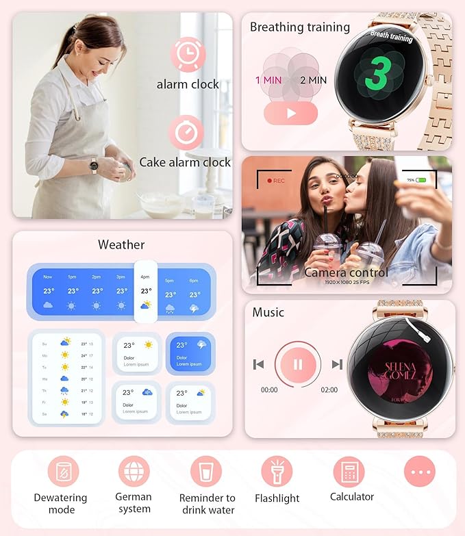LIGE Ultra-Thin Smart Watch for Women(Answer/Make Calls),1.43" Always-on Display Smart Watch with Heart Rate,Clories Tracker 100+ Sports Modes, Women Smartwatch for Android iOS (2 Straps)